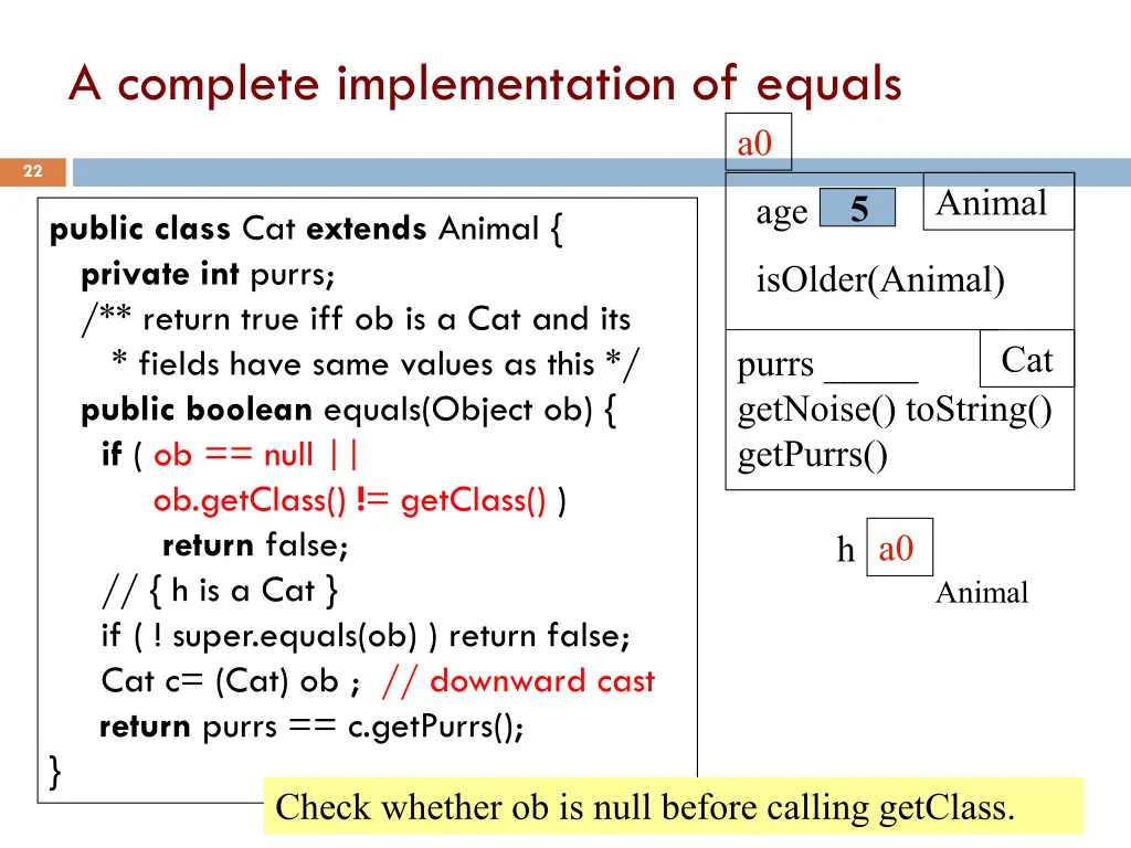 a complete implementation of equals