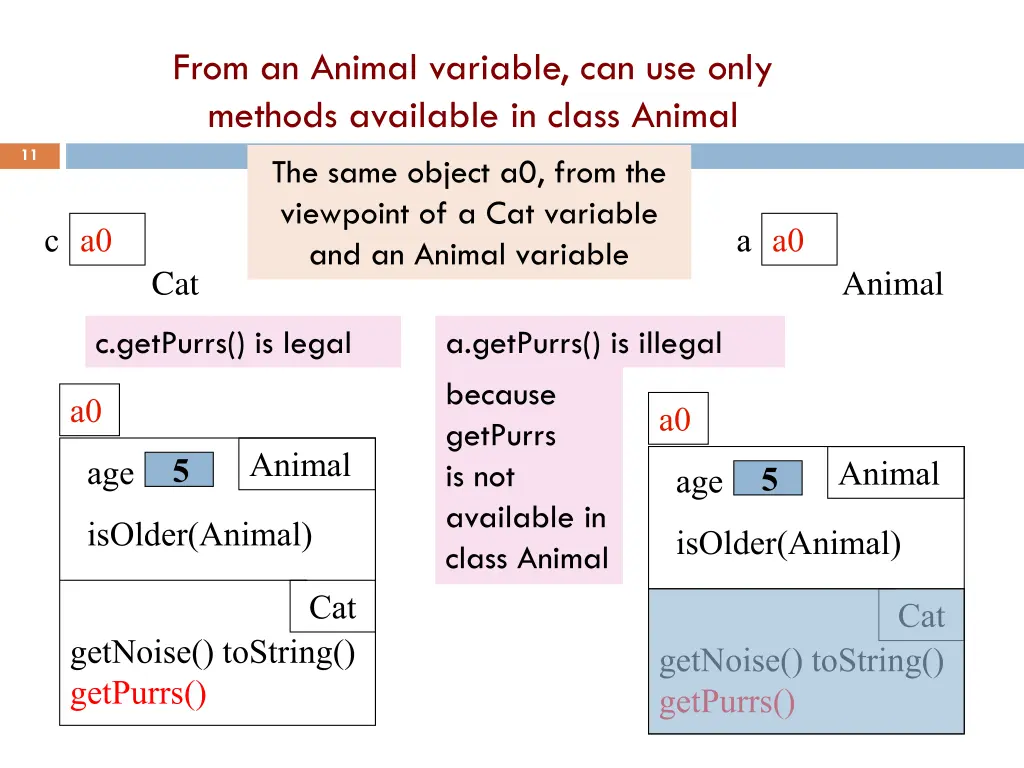 from an animal variable can use only methods 2