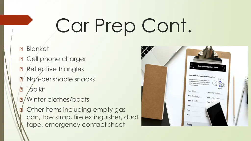 car prep cont