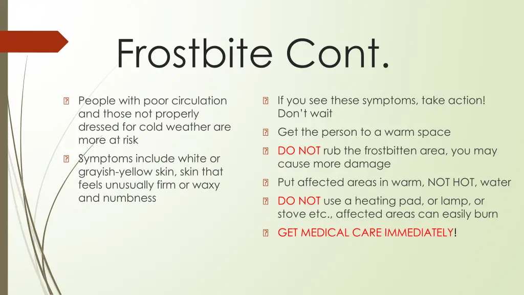 frostbite cont