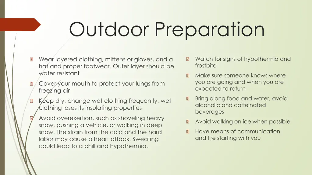 outdoor preparation