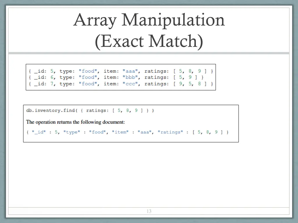 array manipulation exact match