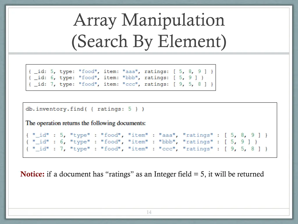 array manipulation search by element