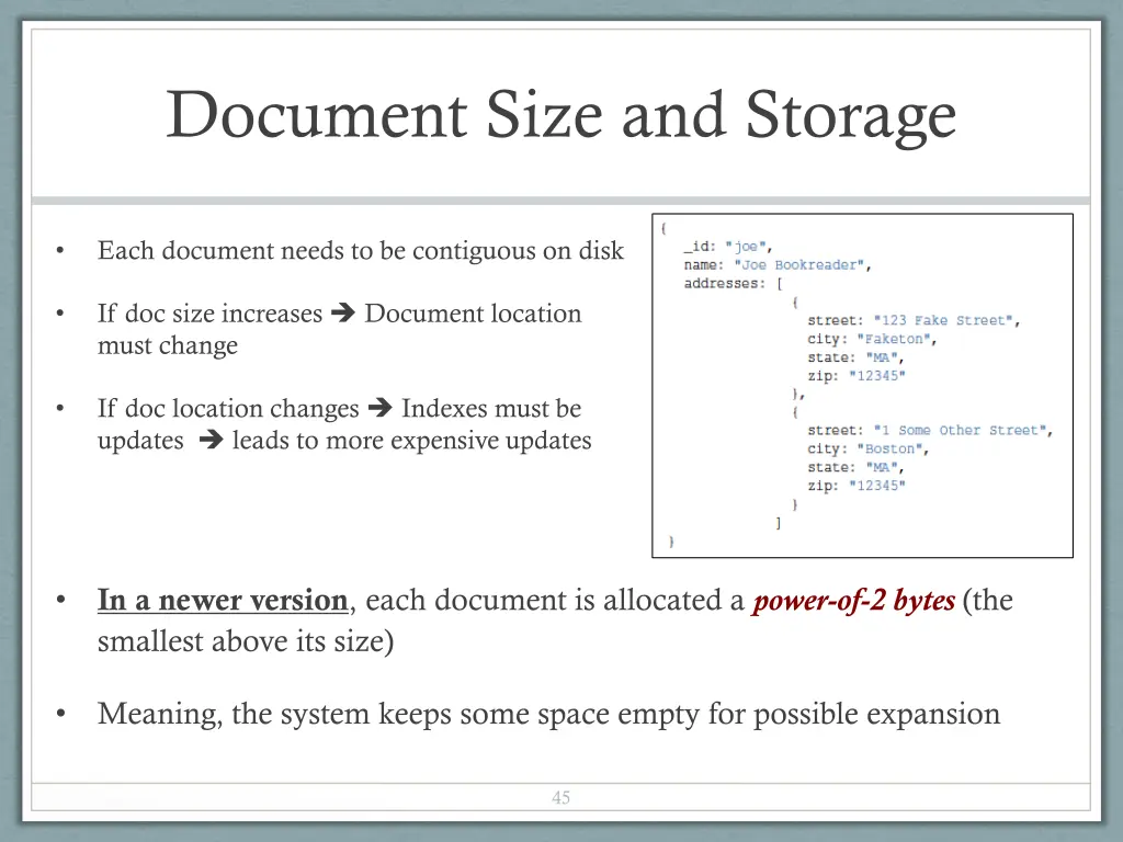 document size and storage