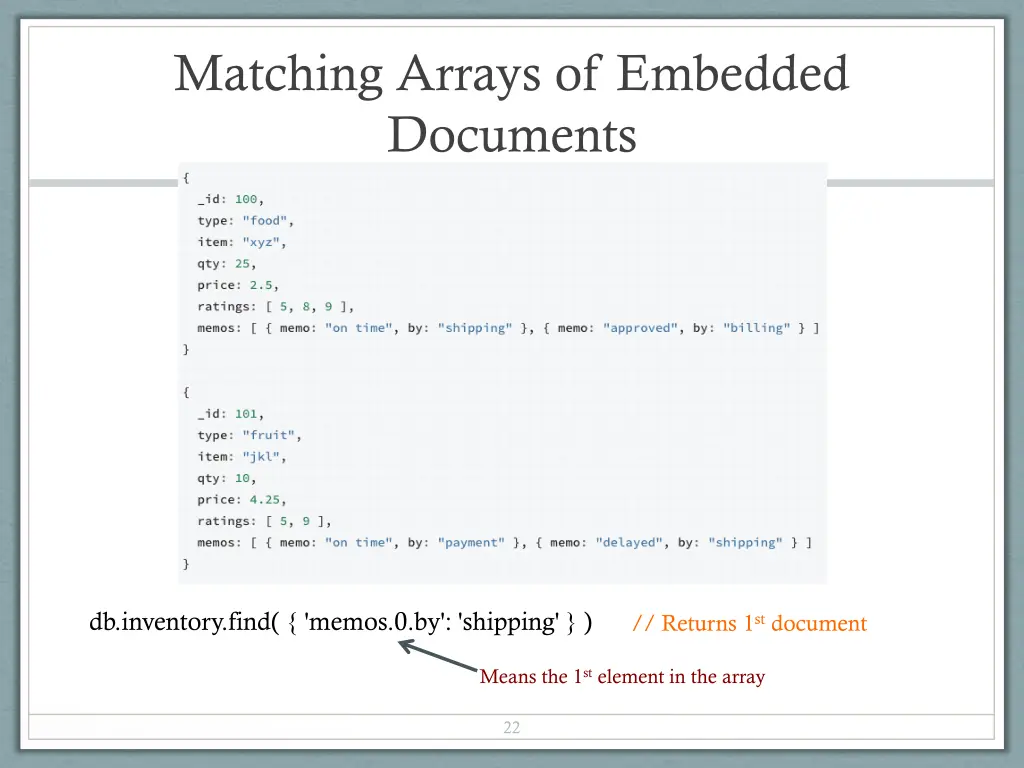 matching arrays of embedded documents 1