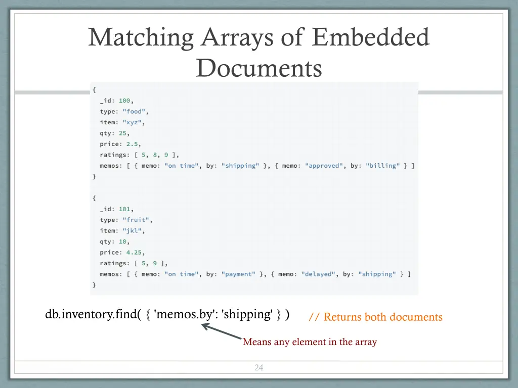 matching arrays of embedded documents 3