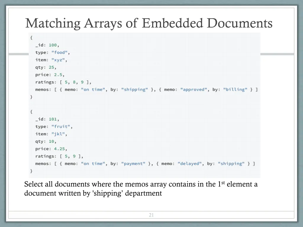 matching arrays of embedded documents