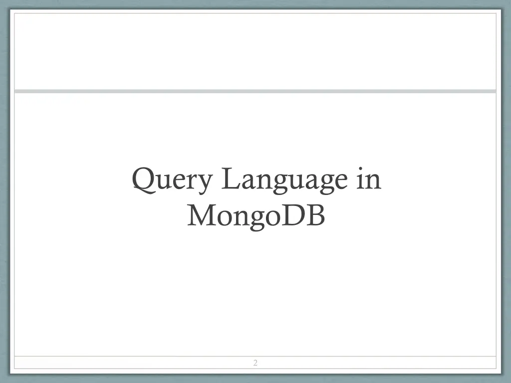 query language in mongodb
