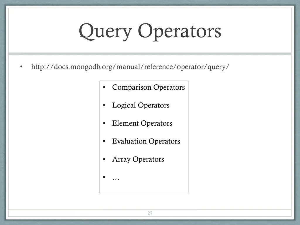 query operators
