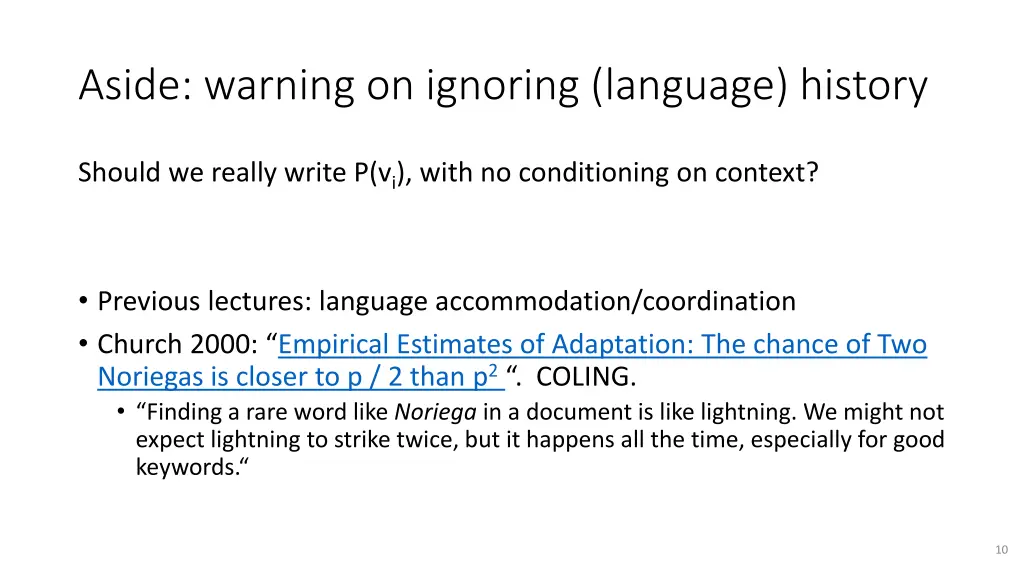 aside warning on ignoring language history