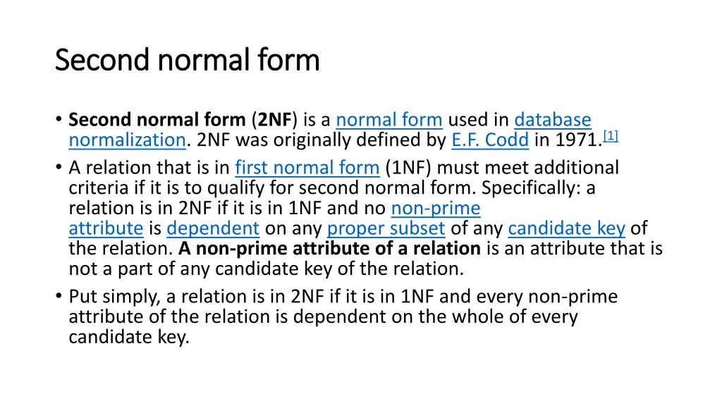 second normal form second normal form