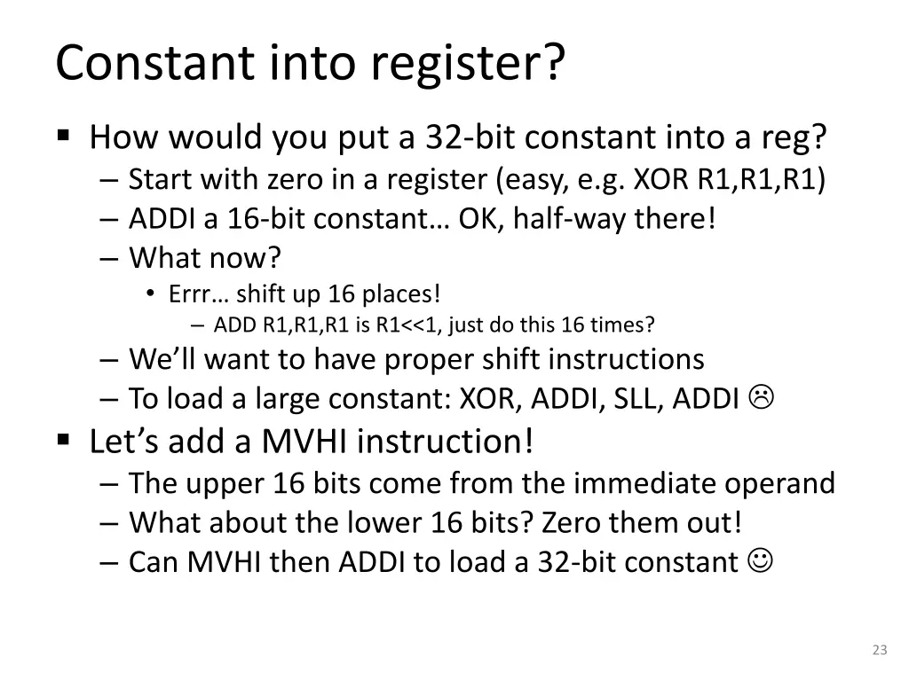 constant into register