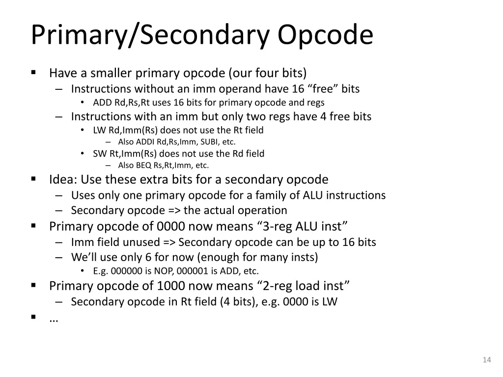 primary secondary opcode