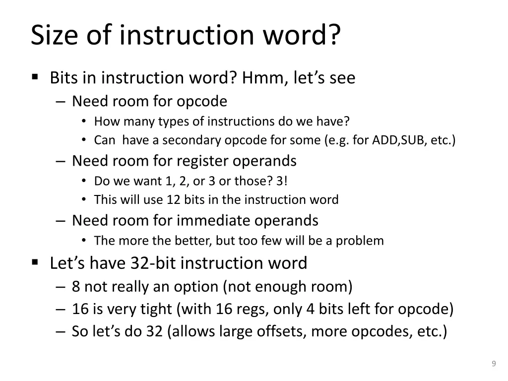 size of instruction word