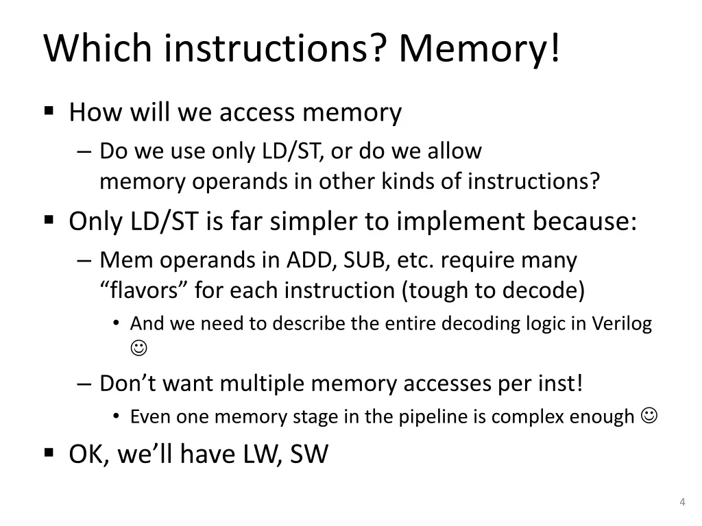 which instructions memory