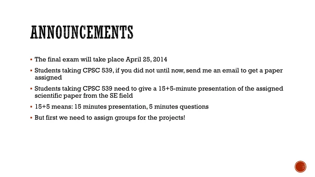 announcements