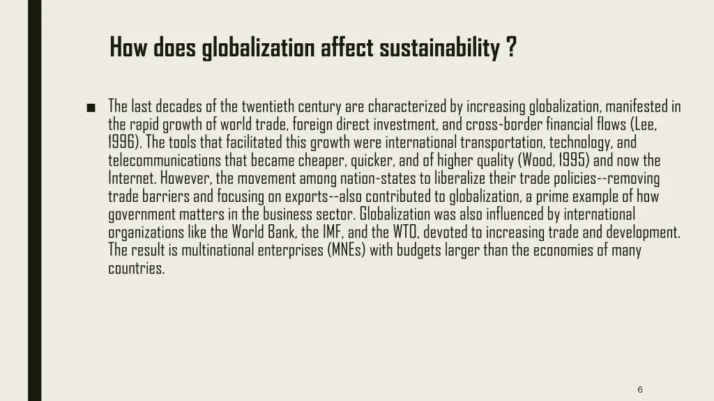 how does globalization affect sustainability