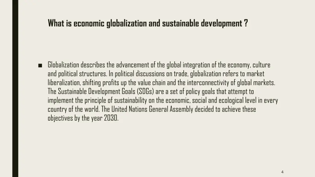 what is economic globalization and sustainable