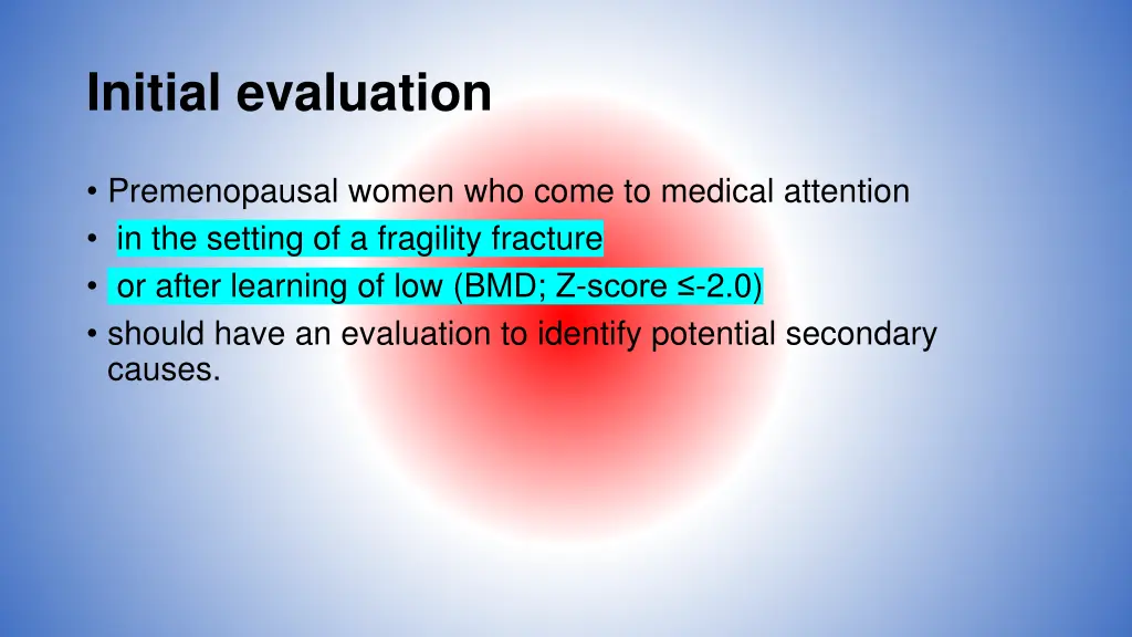 initial evaluation