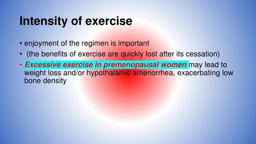 intensity of exercise