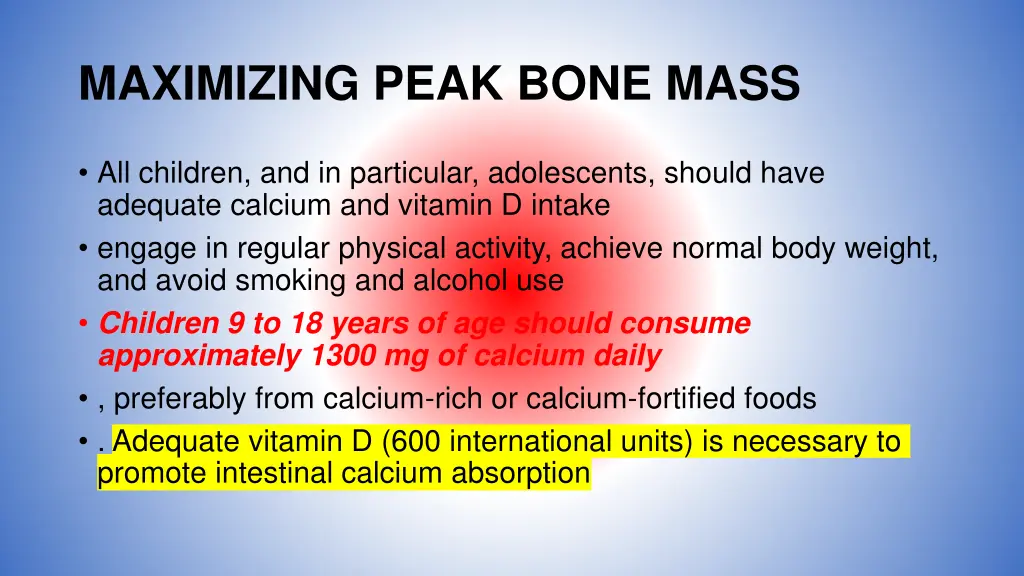 maximizing peak bone mass
