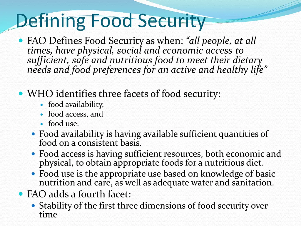 defining food security fao defines food security