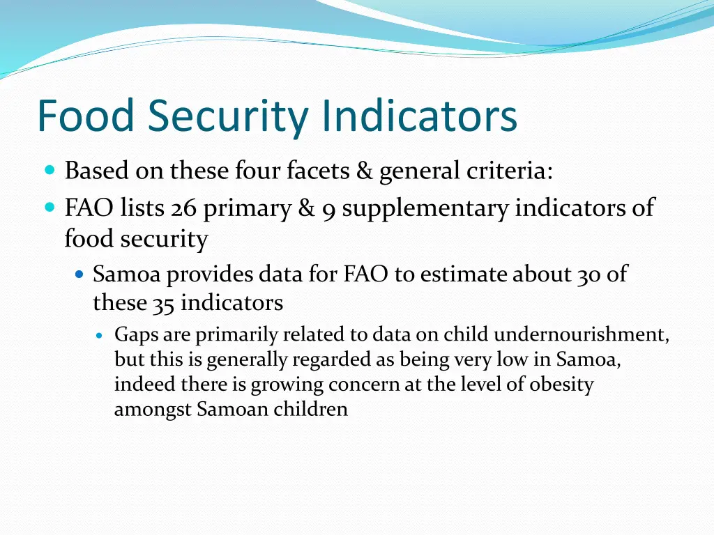 food security indicators