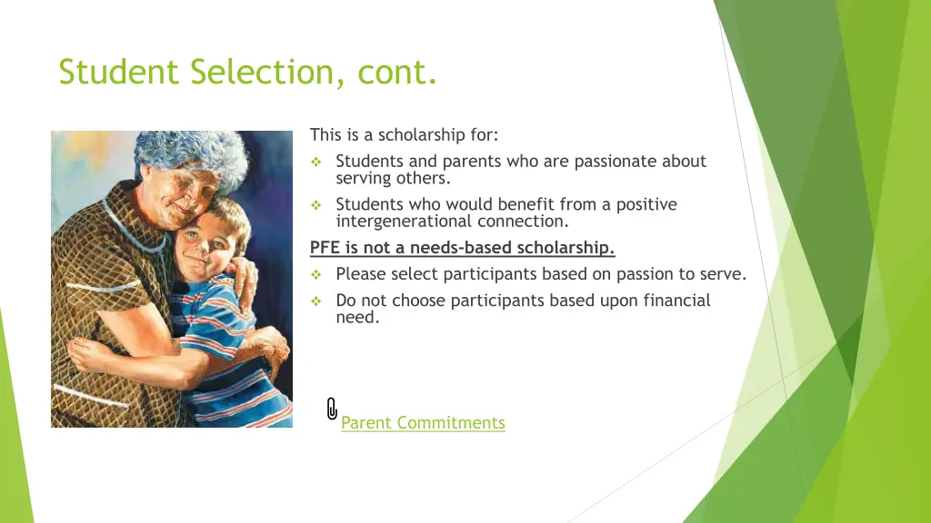 student selection cont
