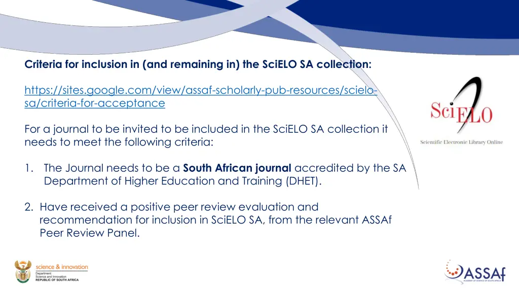 criteria for inclusion in and remaining