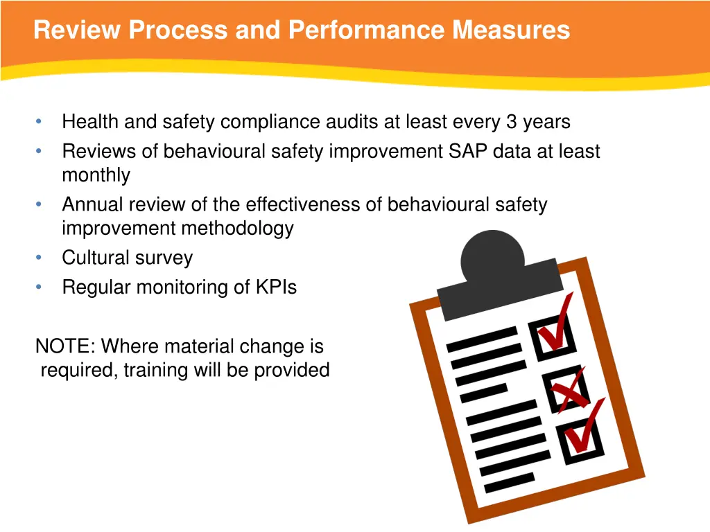 review process and performance measures