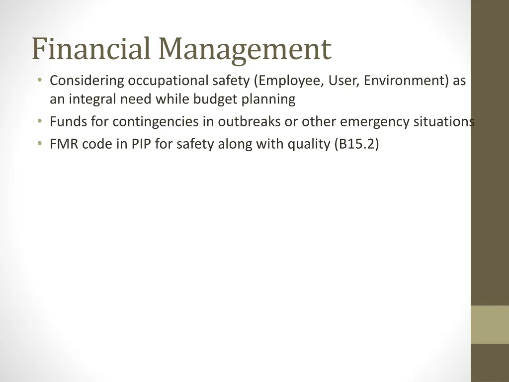 financial management considering occupational