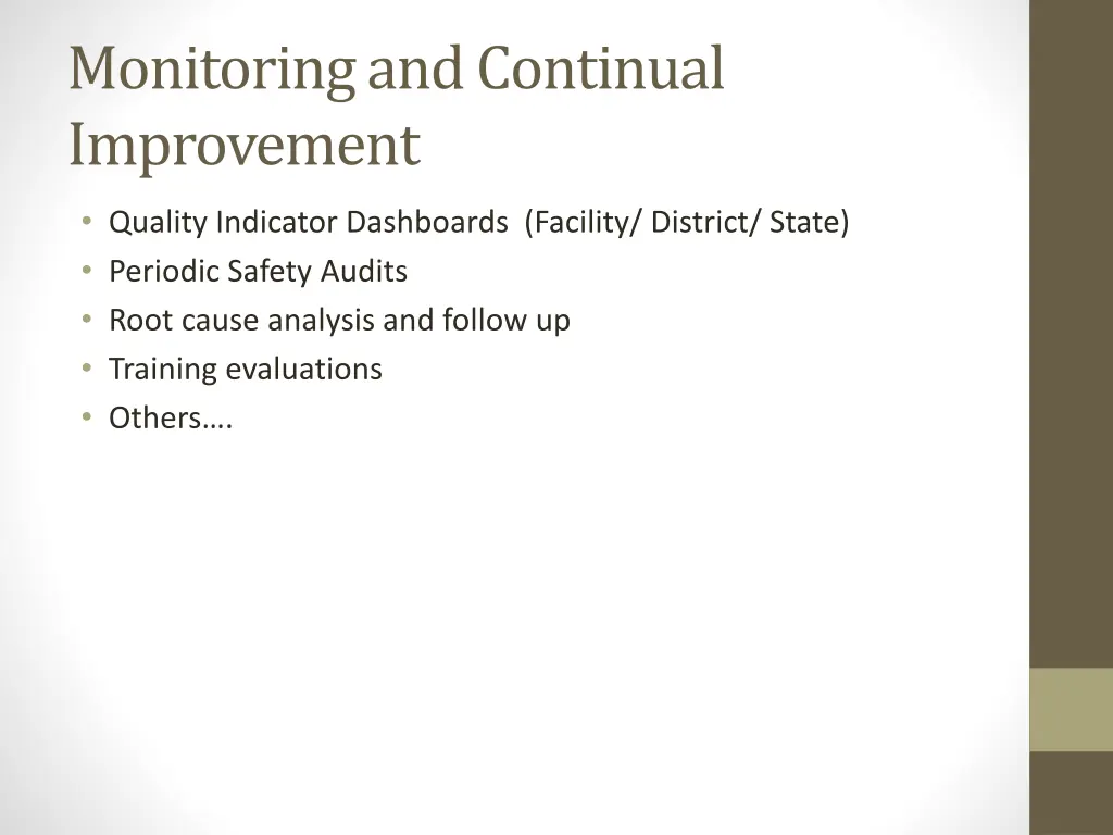 monitoring and continual improvement