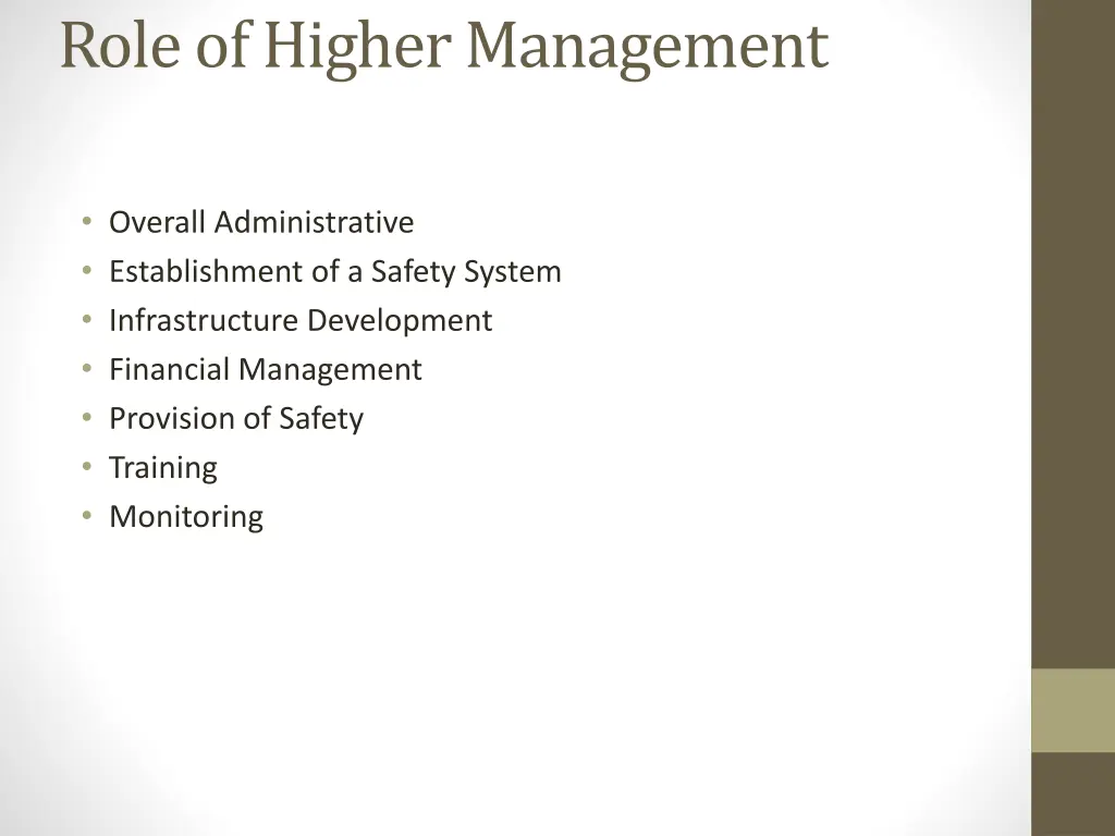 role of higher management