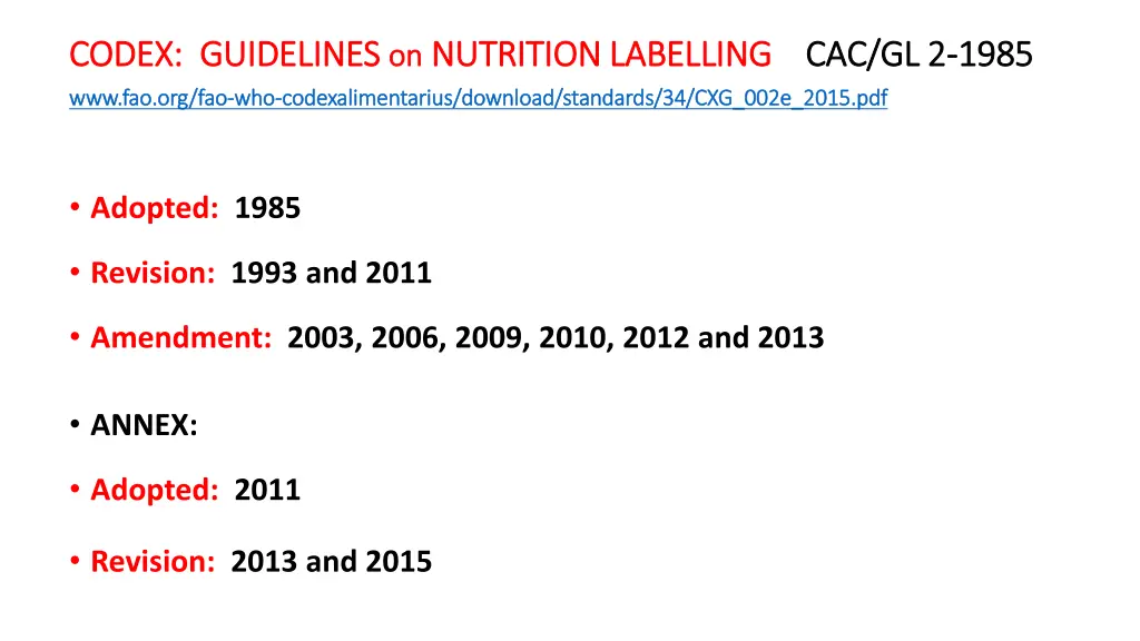 codex guidelines codex guidelines on