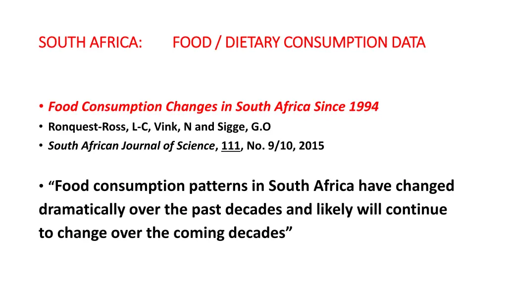 south africa food dietary consumption data south