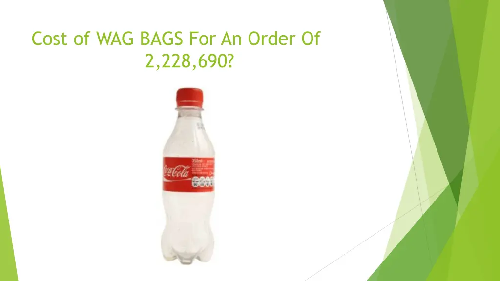 cost of wag bags for an order of 2 228 690