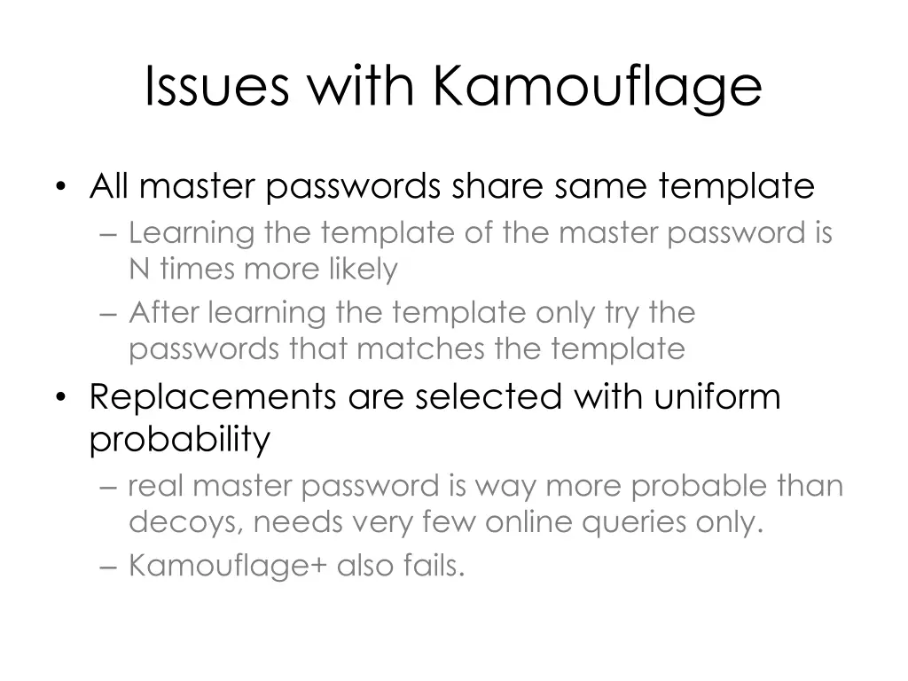 issues with kamouflage