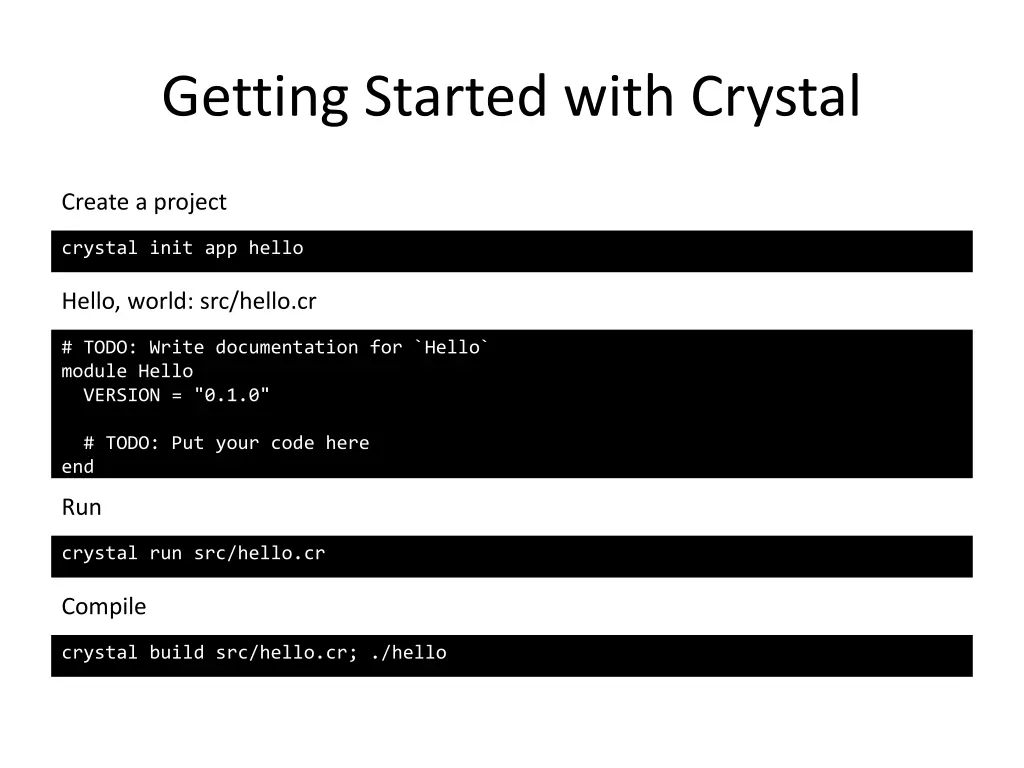 getting started with crystal 1