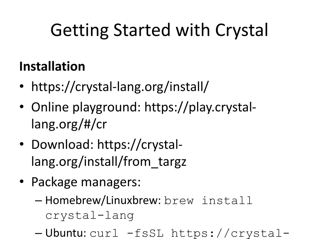 getting started with crystal