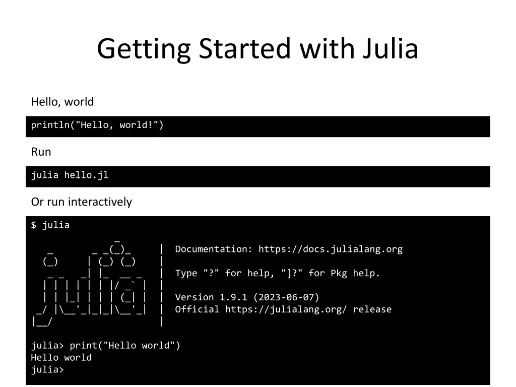 getting started with julia 1