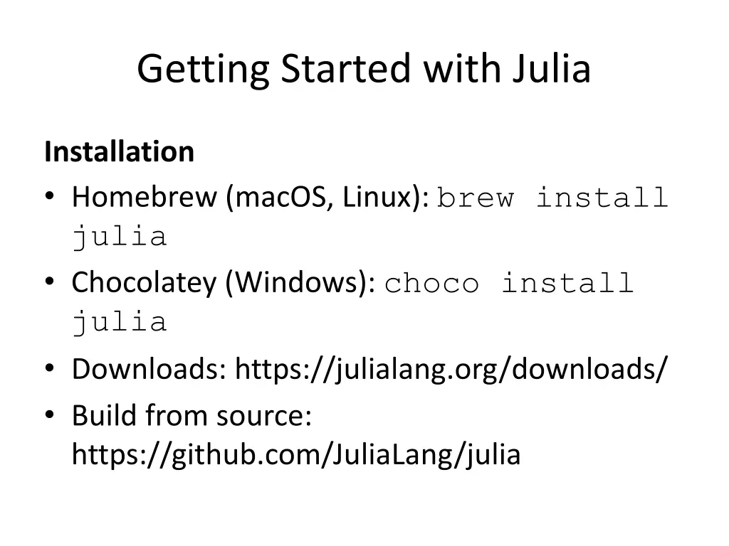 getting started with julia
