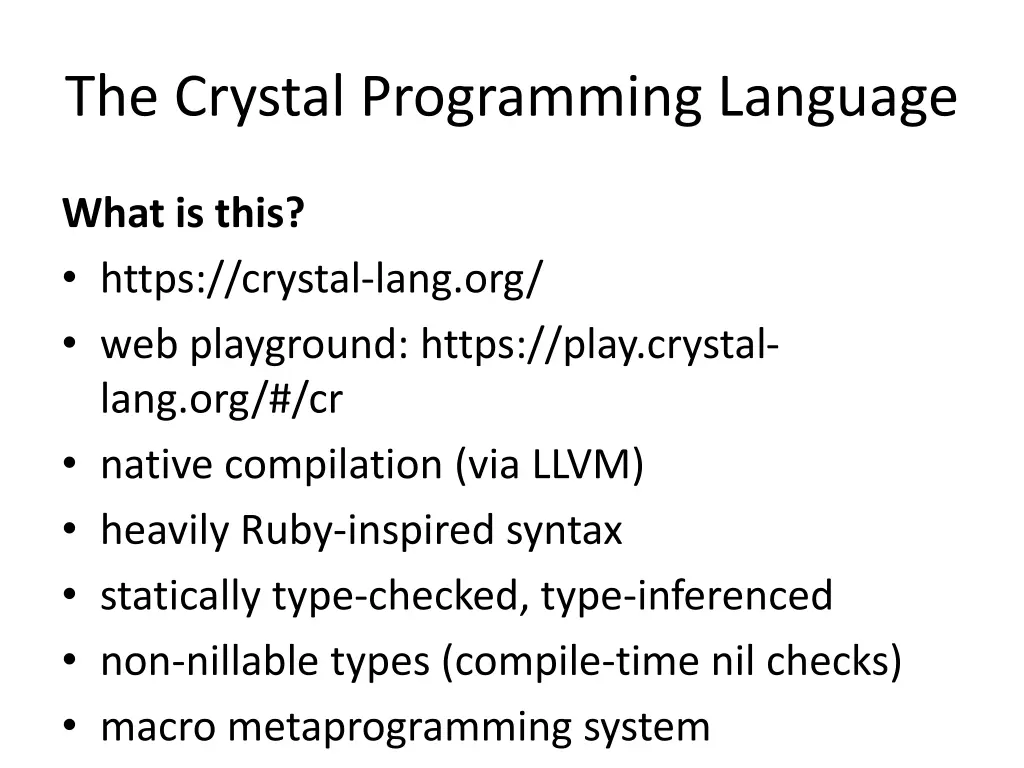 the crystal programming language