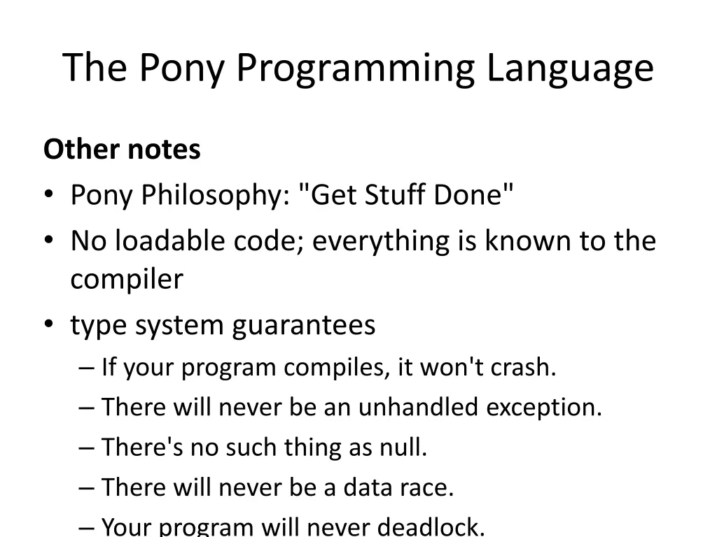 the pony programming language 1