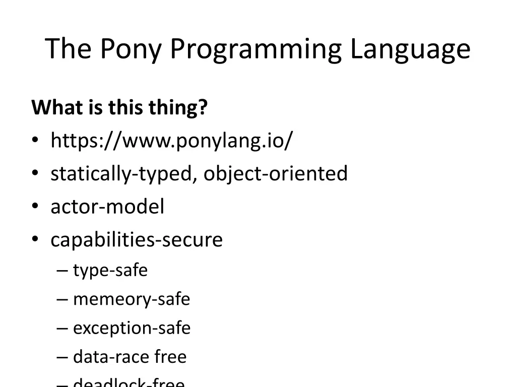 the pony programming language