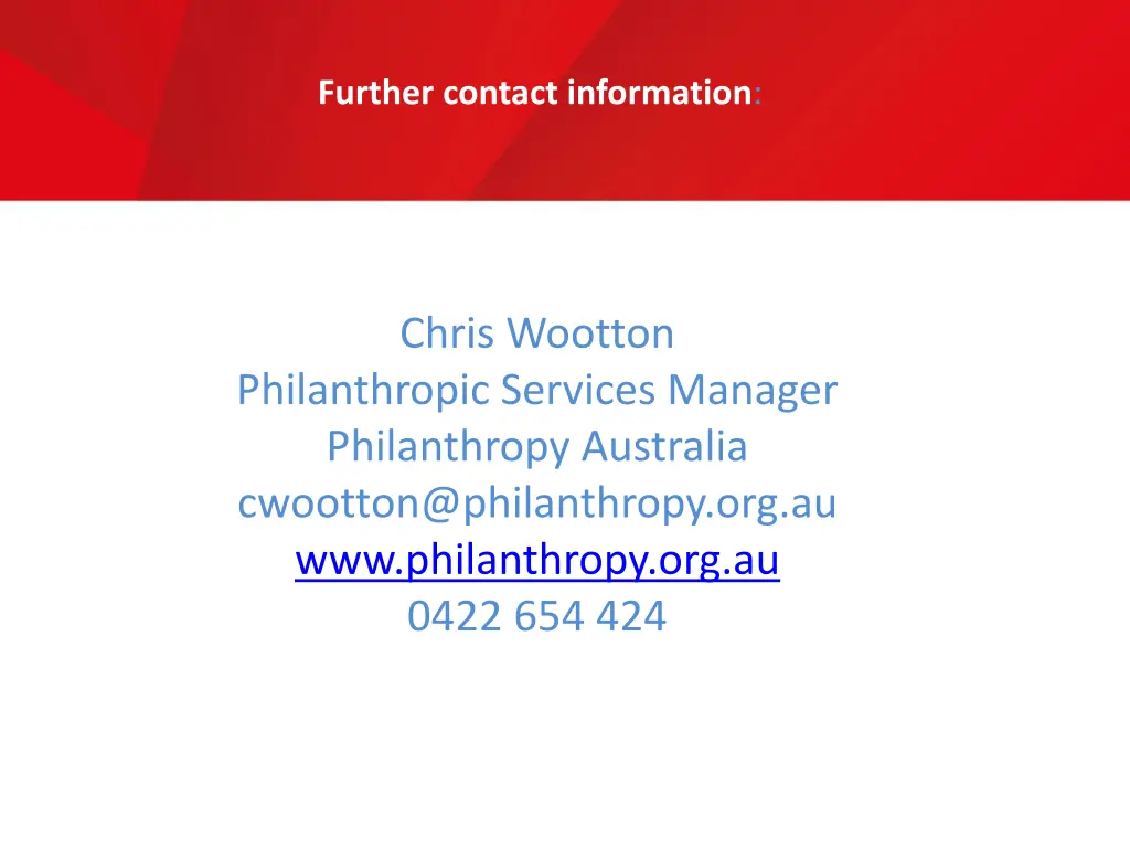 further contact information