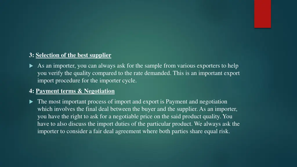 3 selection of the best supplier