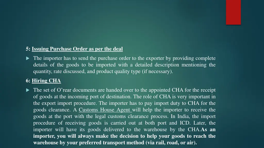 5 issuing purchase order as per the deal