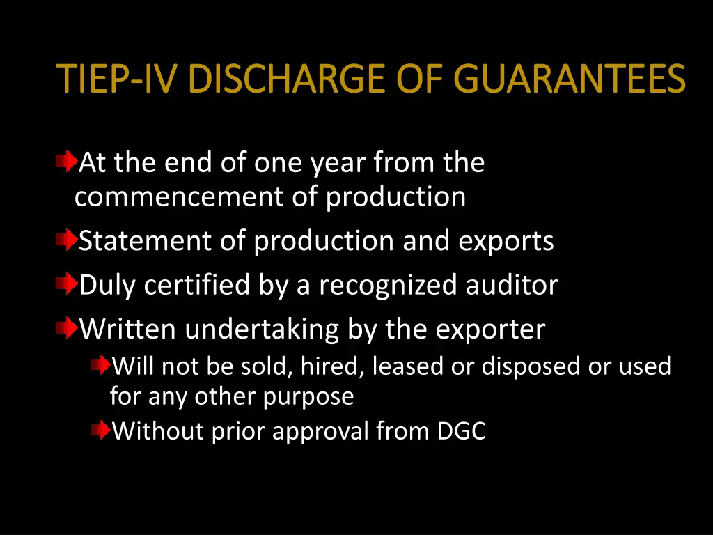tiep tiep iv discharge iv discharge of guarantees