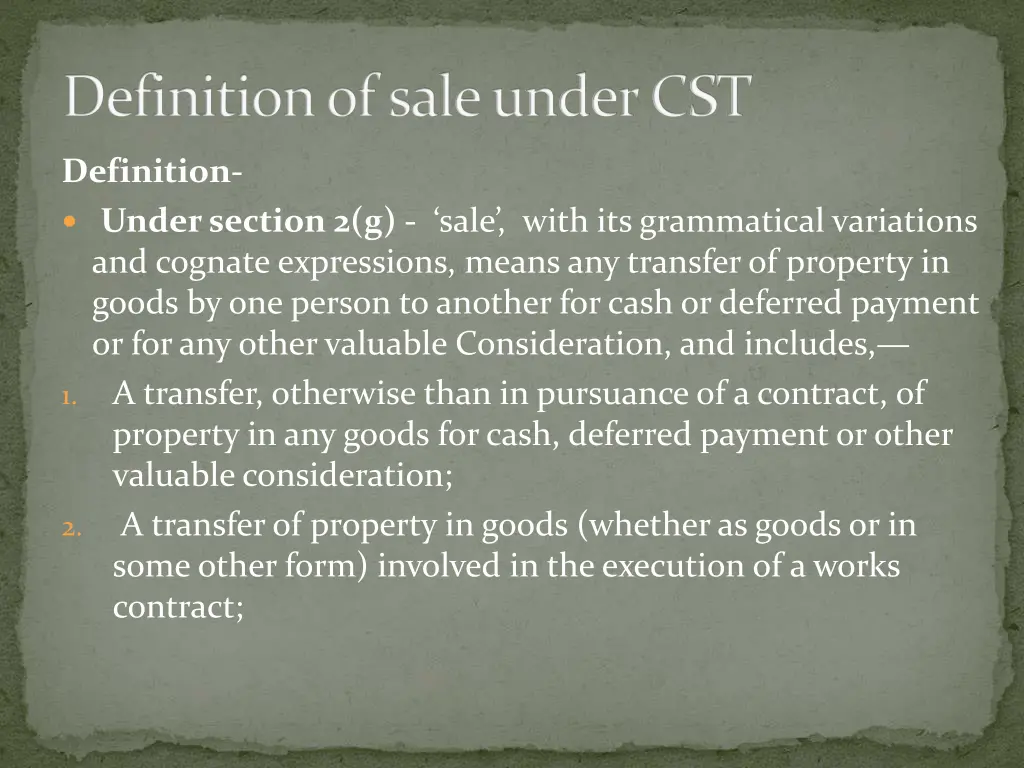 definition of sale under cst