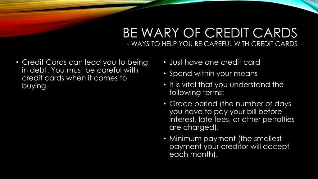 be wary of credit cards ways to help